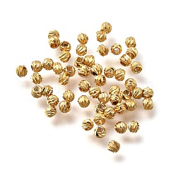 Brass Beads, Long-Lasting Plated, Spiral Round, Nickel Free, Real 18K Gold Plated, 2.5x2mm, Hole: 1mm