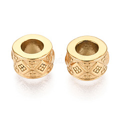 304 Stainless Steel Spacer Beads, Column, Real 14K Gold Plated, 5x7.5mm, Hole: 4mm