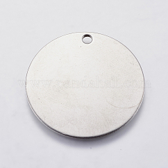 Tarnish Resistant 304 Stainless Steel Stamping Blank Tag Pendants, Flat Round, Stainless Steel Color, 30x1mm, Hole: 2mm