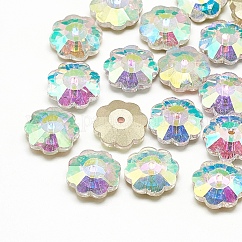 Glass Beads, Back Plated, Faceted, Snowflake, Clear AB, 6x2mm, Hole: 0.5mm
