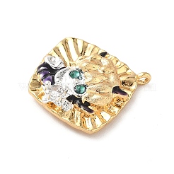 Brass Micro Pave Cubic Zirconia Enamel Pendants&nbsp;KK-L250-08G-09