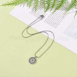 Non-Tarnish 201 Stainless Steel 12 Constellations Pendant Necklace with 304 Stainless Steel Snake Chains for Women&nbsp;NJEW-JN04140