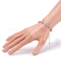 Handmade Evil Eye Enamel Brass Cable Chains Set&nbsp;SJEW-JS01179