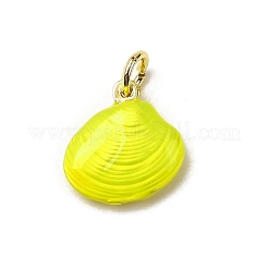 Brass Enamel Shell Shape Charms&nbsp;KK-I378-12G-C