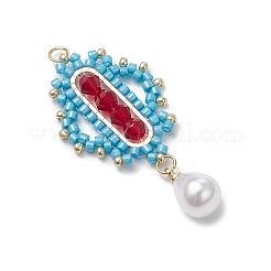 Glass Cylinder Seed Beaded Rhombus Pendants&nbsp;PALLOY-MZ00651-03
