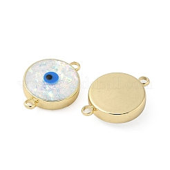 Brass Synthetic Opal Evil Eye Connector Charms&nbsp;G-P579-01A-G