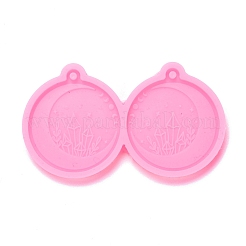 Flat Round with Crystal Cluster & Moon Phase & Moon Pendant Silicone Molds&nbsp;DIY-M034-10