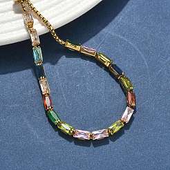 Rectangle 304 Stainless Steel Glass Slider Bracelets&nbsp;BJEW-D456-07G-01
