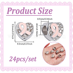 24Pcs Plated Alloy Rhinestone European Beads&nbsp;MPDL-NB0001-13