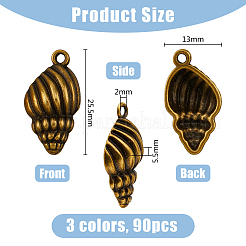 90Pcs 3 Colors Tibetan Style Pendants&nbsp;FIND-DC0004-07