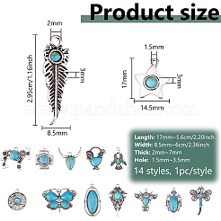 15Pcs 15 Styles Dyed Synthetic Turquoise Pendants&nbsp;FIND-DC0007-90