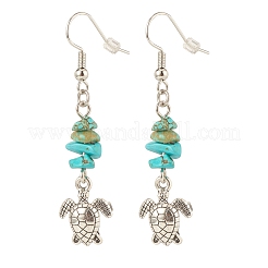 Synthetic Turquoise Chips Beaded Dangle Earrings&nbsp;EJEW-JE04890-01