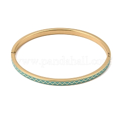 304 Stainless Steel Enamel Hinged Cuff Bangles for Women&nbsp;SA-CBAC920-15G-01F