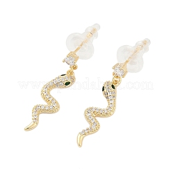 Brass Micro Pave Clear Cubic Zirconia Stud Earrings&nbsp;EJEW-P301-14G