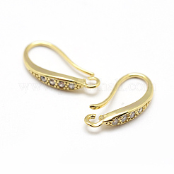 Brass Micro Pave Cubic Zirconia Earring Hooks&nbsp;ZIRC-P071-29G-NR