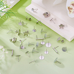 100Pcs Mixed Shapes 304 Stainless Steel Stud Earring Settings & Findings&nbsp;STAS-TA0005-88