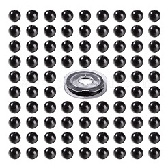 100Pcs 8mm Natural Black Stone(Natural Black Glass) Round Beads&nbsp;DIY-LS0002-15