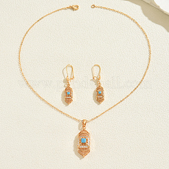 Hexagon Brass Micro Pave Clear Cubic Zirconia Earrings & Necklaces Sets for Women&nbsp;LT5184