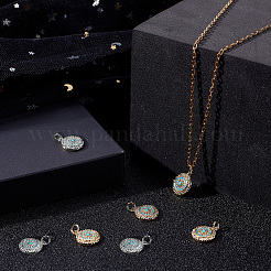 6Pcs 2 Colors Brass Micro Pave Cubic Zirconia Pendants&nbsp;ZIRC-BBC0003-68A
