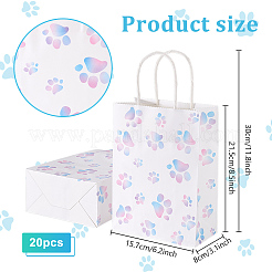 Rectangle with Paw Print Pattern Paper Storage Bags with Handle&nbsp;ABAG-WH0046-39B
