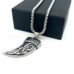 304 Stainless Steel Punk Tiger Tooth Shaped Pendant Necklaces for Men Women&nbsp;DC8418