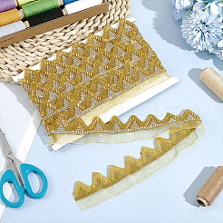 Glass Bugle Seed Beads & Rhinestone Lace Ribbon&nbsp;DIY-WH0320-85
