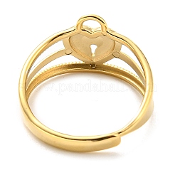 304 Stainless Steel Heart Padlock Adjustable Ring for Women&nbsp;RJEW-C016-12G