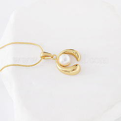 3Pcs Minimalist Stainless Steel Pave Imitation Pearl Circle Pendant Necklaces for Women&nbsp;PH8525