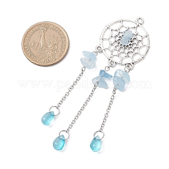 3Pcs 3 Styles Alloy Woven Net with Teardrop Big Pendants&nbsp;PALLOY-JF04660
