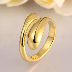 Real 18K Gold Plated Adjustable Brass Finger Rings for Women&nbsp;RJEW-BB07574-A