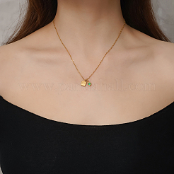Stainless Steel Pace Green Cubic Zirconia Birthstone Zodiac Gemini Pendant Necklaces for Women&nbsp;ZA6688-1