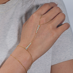 Brass Micro Pave Clear Cubic Zirconia Link Ring Bracelets&nbsp;XX9508