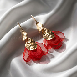 Alloy & Chiffon Stud Dangle Earrings&nbsp;WG11976-01