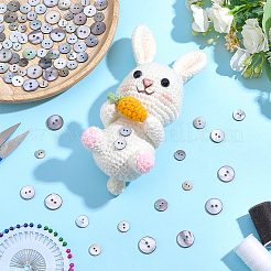 80Pcs 5 Styles 2-Hole Shell Buttons&nbsp;BUTT-ME0001-44