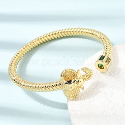 Brass Pave Cubic Zirconia Elephant Open Cuff Bangles for Women&nbsp;CU-CBAE7DF-50G