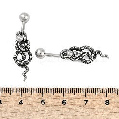 Snake 316 Surgical Stainless Steel Dangle Belly Button Rings&nbsp;EJEW-G416-18B-AS