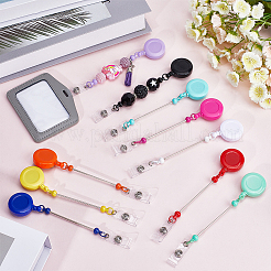 10Pcs 10 Colors Opaque Plastic Retractable & Beadable Badge Reel&nbsp;AJEW-SC0003-08