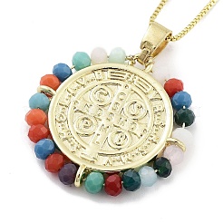 Brass with ABS Beads Pendant Necklaces&nbsp;LS-NJEW-B101-08G