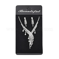 Fashionable Wedding Rhinestone Necklace and Stud Earring Jewelry Sets&nbsp;X-SJEW-R046-10