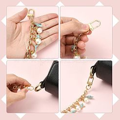 4Pcs 4 Styles Alloy Rhinestone with Acrylic Pearl Bead Charm Cable Chain Bag Decorative Chains&nbsp;HJEW-FS00060-04