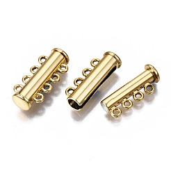4-Strands Brass Magnetic Slide Lock Clasps&nbsp;KK-Q740-17G