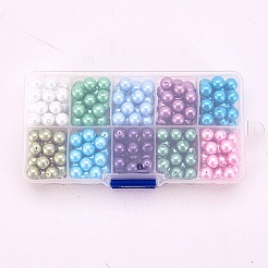 10 Color Eco-Friendly Pearlized Round Glass Pearl Beads&nbsp;HY-PH0004A-8mm-01