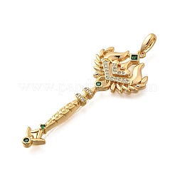 Brass Micro Pave Cubic Zirconia Big Pendants&nbsp;KK-B147-04G-09