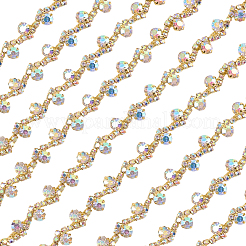 S-shaped Glass Rhinestone and Iron Cup Chains&nbsp;DIY-WH20032-25G-02