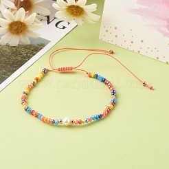Adjustable Natural Pearl Beads Nylon Thread Braided Bead Bracelet&nbsp;BJEW-JB06455-01