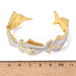 Ocean 304 Stainless Steel Enamel Fish Open Cuff Bangles for Women&nbsp;SA-CBA1A30-02B-G