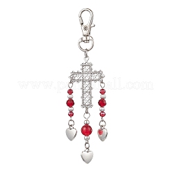 7Pcs Alloy Cross & Heart Pendant Decorations&nbsp;HJEW-JM02536