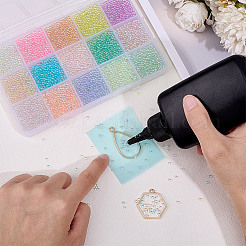 195G 15 Colors Glass DIY Nail Art Decoration Mini Glass Beads&nbsp;GLAA-OC0001-49