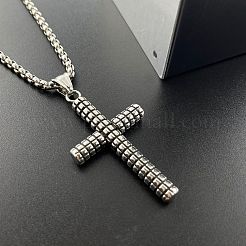 304 Stainless Steel Classic Cross Pendant Necklaces for Men&nbsp;HH4351