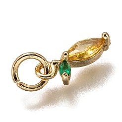 Brass Micro Pave Gold & Green Cubic Zirconia Charms&nbsp;X-ZIRC-I051-07G